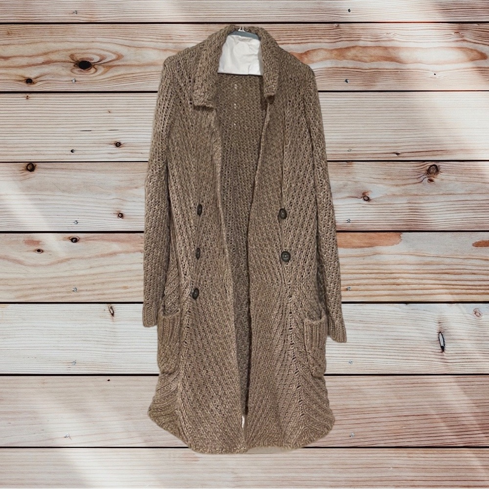 Free People Buttermilk Biscuit Cardi long sweater size small - Picture 3 of 4